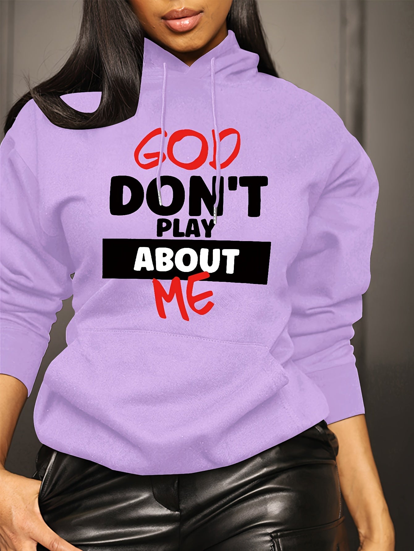 Letter Print Women’s Hoodie – Casual Pullover Sweatshirt with Kangaroo Pocket for All Seasons