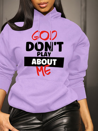 Letter Print Women’s Hoodie – Casual Pullover Sweatshirt with Kangaroo Pocket for All Seasons