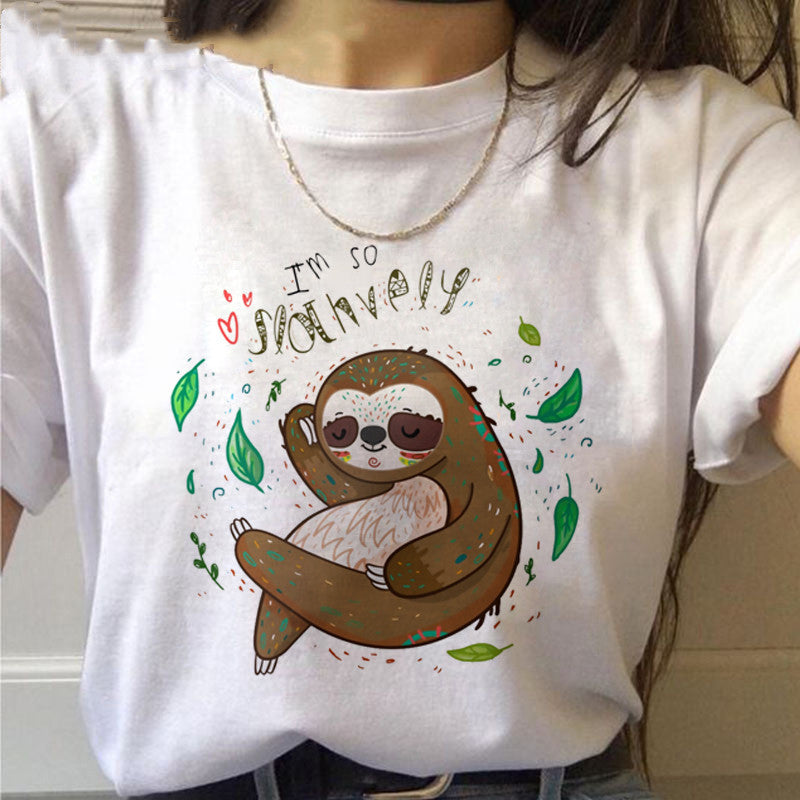 Women’s Sloth Kawaii Graphic T-Shirt – Cute Cotton Casual Tee