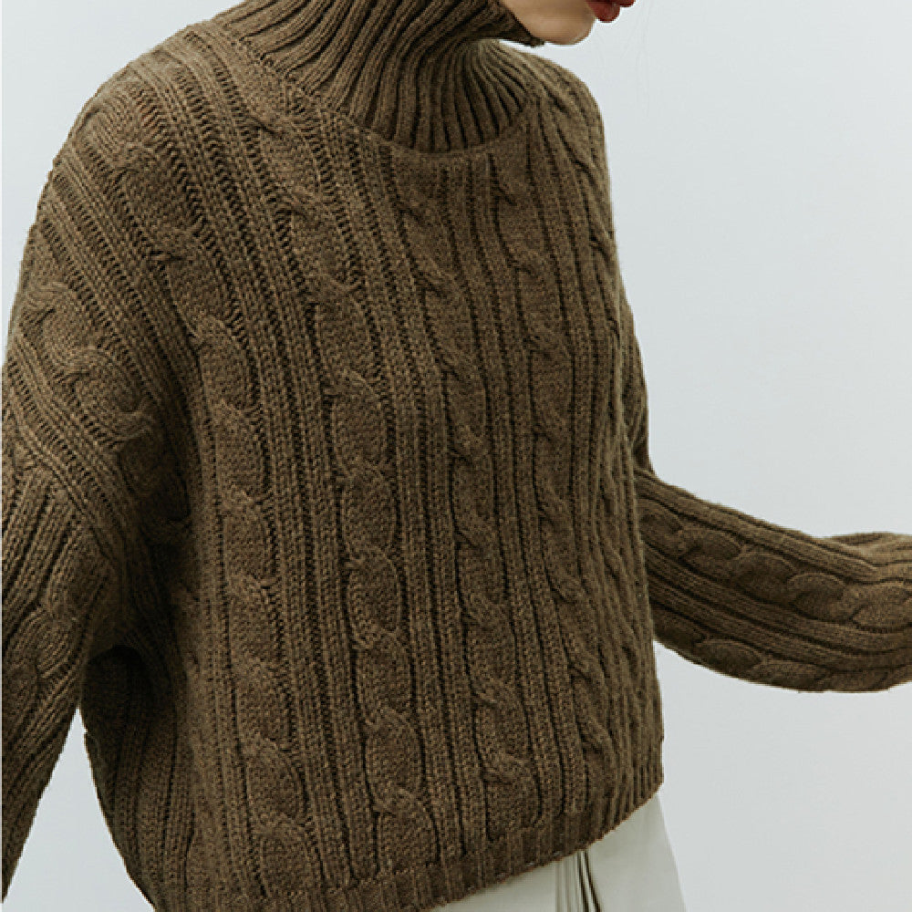 Fried Dough Twist Cable Knit High Turtleneck Sweaters – Elegant Winter Essential