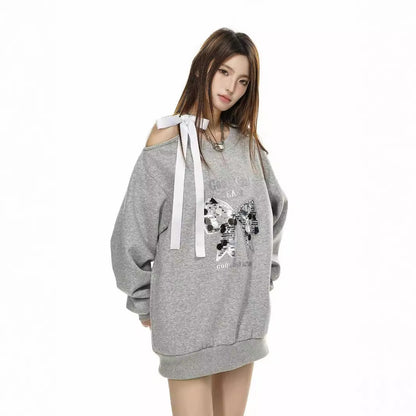 Loose Round Neck Print Oversized Sweaters for Women – Medium-Length Cotton Pullover, Casual Winter Outfit