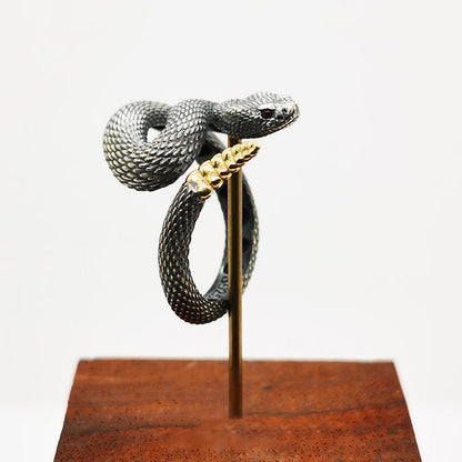 Rattlesnake Adjustable Rings – Vintage Snake Jewelry for Men & Women, Statement Fashion Rings
