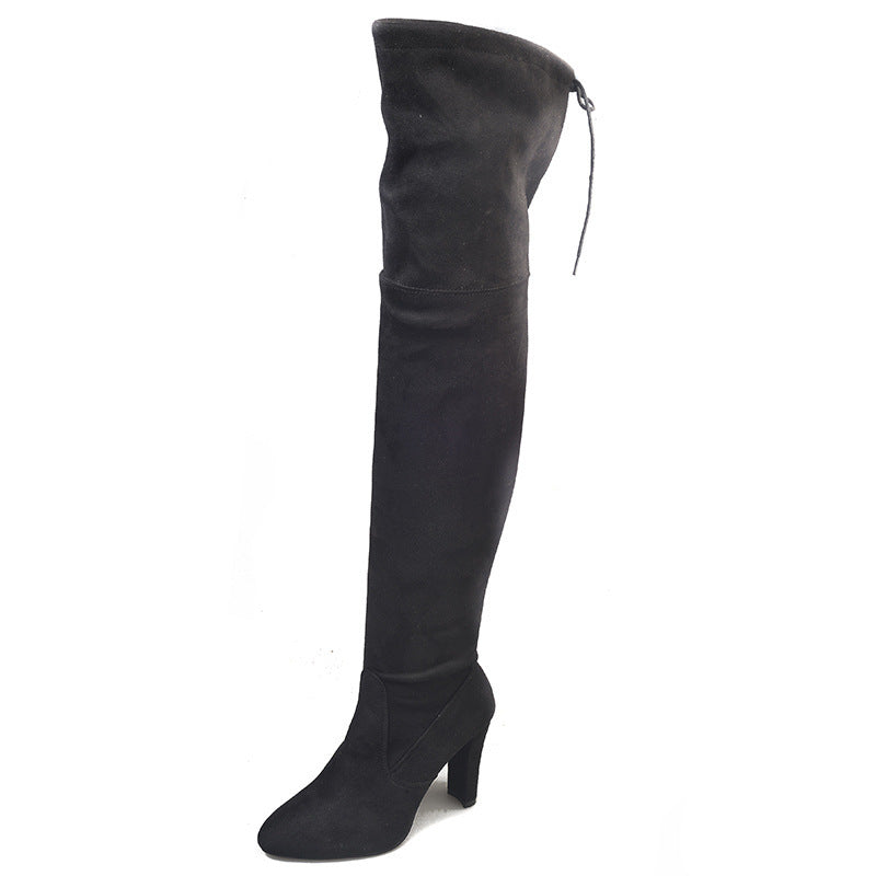 Pointed Toe Thick Heel Over-the-Knee Stretch Boots for Women | Premium Suede European & American Style
