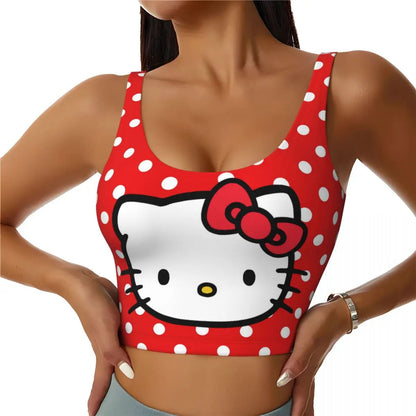 Y2K Aesthetic: Cute Hello Kitty Graphic Black Cropped Tank Top