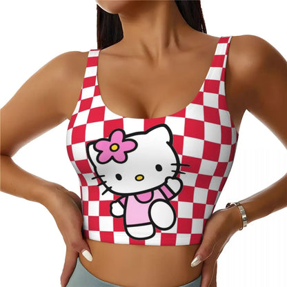 Y2K Aesthetic: Cute Hello Kitty Graphic Black Cropped Tank Top