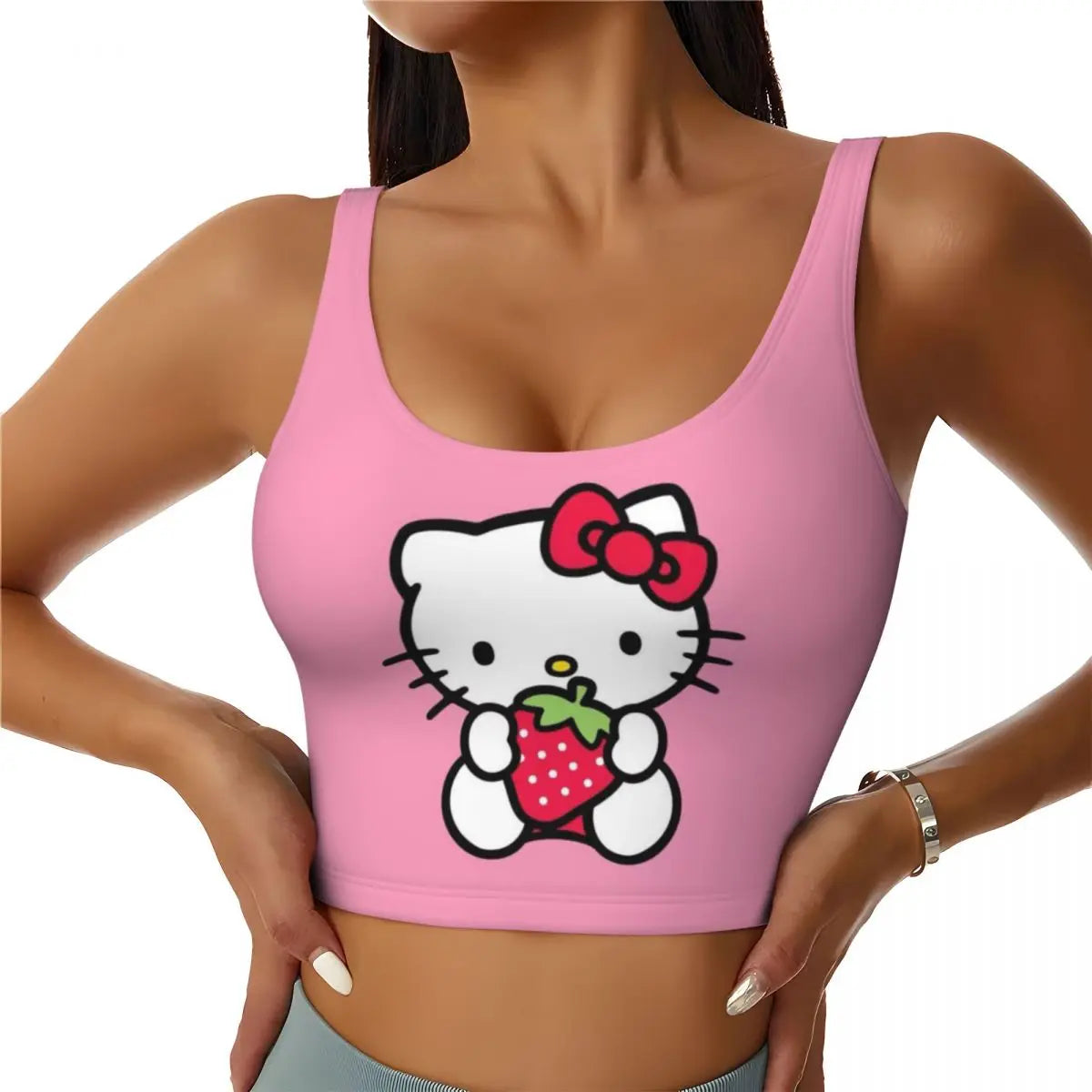 Hello Kitty Crop Top for Women – Y2K 90s Aesthetic Camisole Outfit