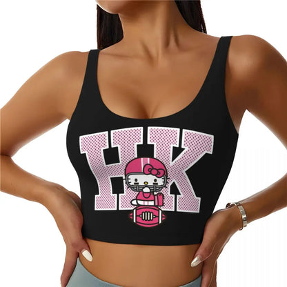 Y2K Aesthetic: Cute Hello Kitty Graphic Black Cropped Tank Top