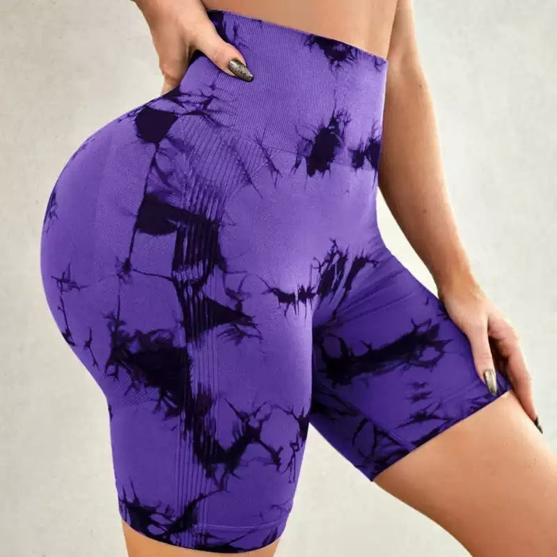 Seamless Tie-Dye Push Up Yoga Shorts – Stylish Activewear for Women
