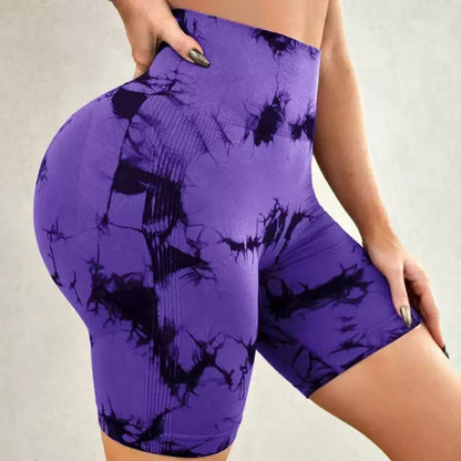 Seamless Tie-Dye Push Up Yoga Shorts – Stylish Activewear for Women