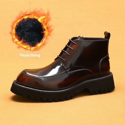 Mens Full Black Front Zipper Ankle Boots