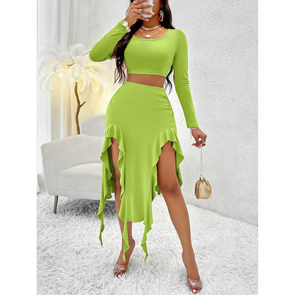 Ruffle Asymmetrical Skirt Two-Piece Outfit Set | Bold Summer Vibes Style 2025