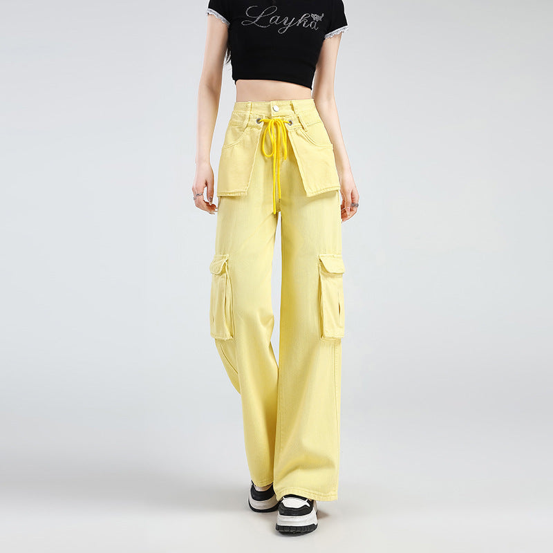 Lemon Yellow High-Waist Wide-Leg Overalls – Chic Socialite Style