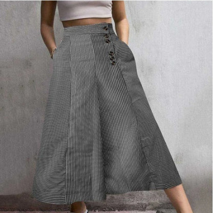 New Black White Wide Leg Loose Casual Capri