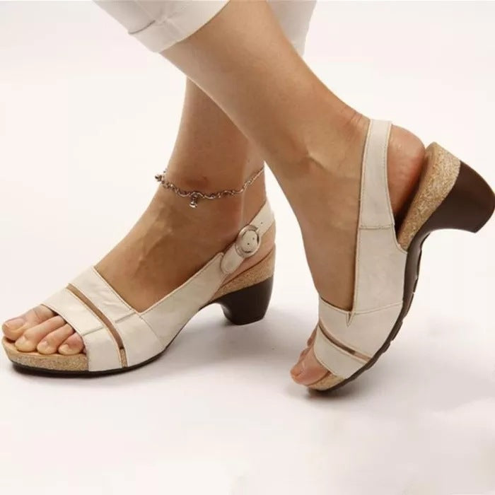 Korean Style Women S Peep Toe Sandals Hook Loop Strap Platform Flats For Summer