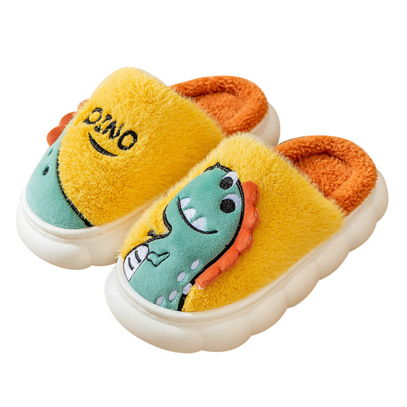 Plush Dinosaur Couple Cotton Slippers – Cozy Indoor Unisex Footwear