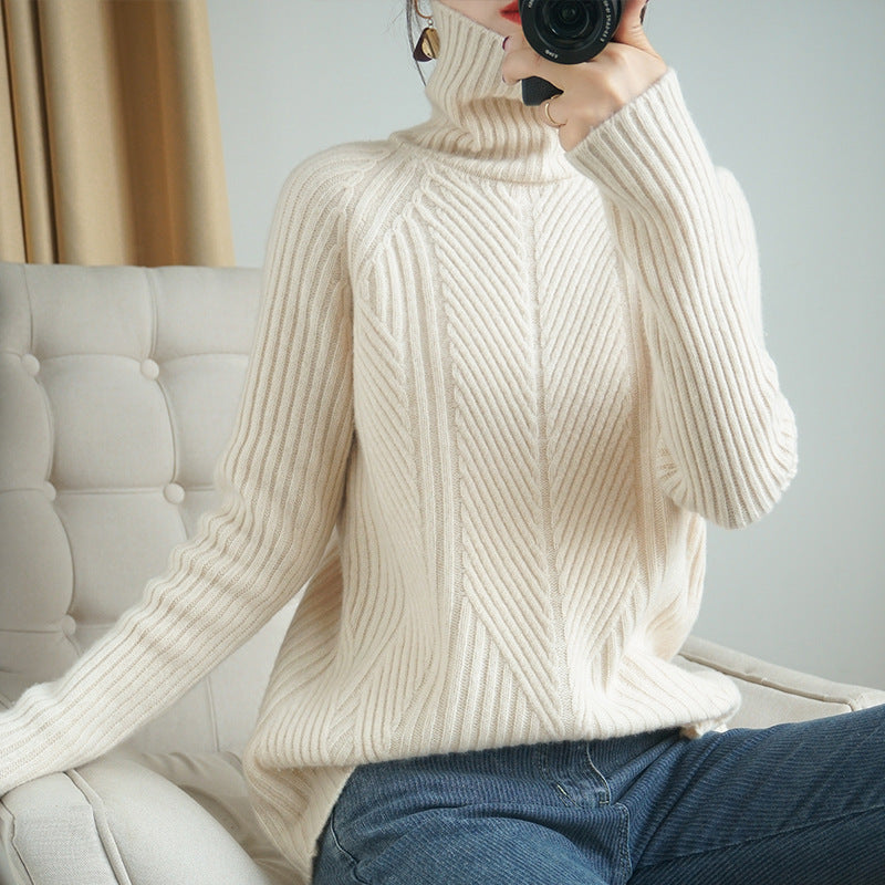 Cozy Blue Turtleneck Sweater for Effortless Winter Holiday Style
