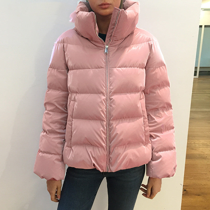 Small Fragrant Wind Stand-Up Collar Puffer Jackets – Cozy Winter Outfit Layering