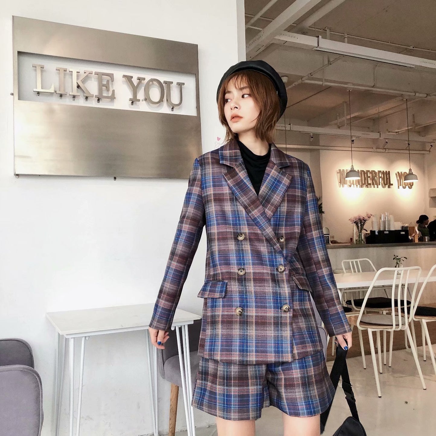 European & American-Style Plaid Blazer Set – Blazer Outfits Casual & Chic Spring Looks