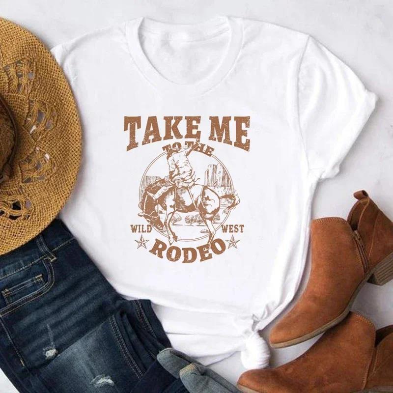 Rodeo Graphic Tee For Women Steer Skull Western Vintage Country Music T Shirt Cowboy Graphic Tops