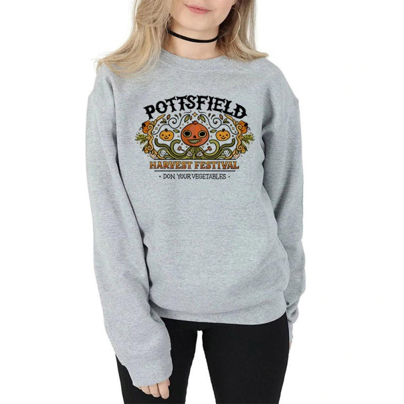 Halloween Pumpkin Sweatshirt for Women – Spooky Graphic Pullover Street Style