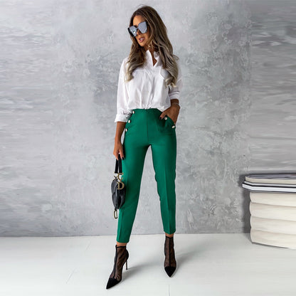 High-Waisted Tailored Pants – Tapered Casual & Business Casual Trousers