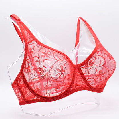 Women Plus Size Thin Floral Cup Lace Bras