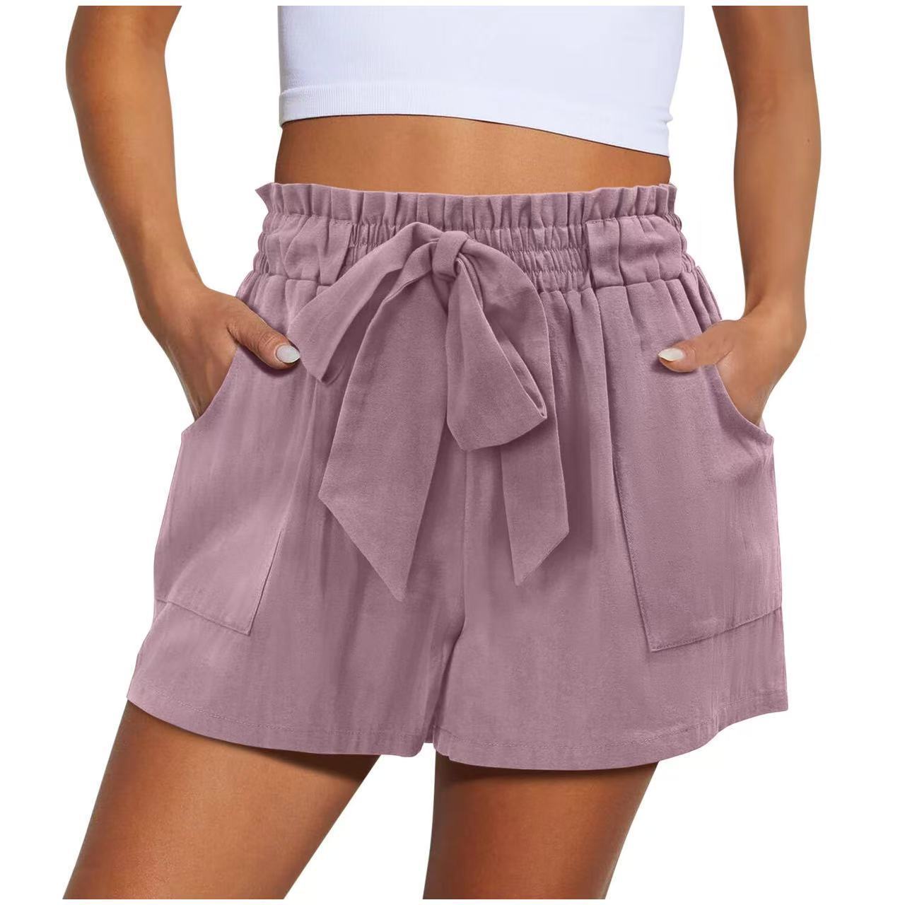Cotton-Linen Blend Mid-Thigh Shorts Women – Casual Summer Outfit