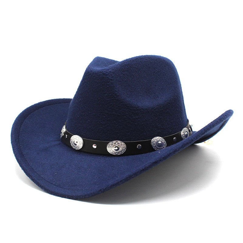 Western Wool Cowboy Hat – Vintage Wide Brim Fedora for Men & Women
