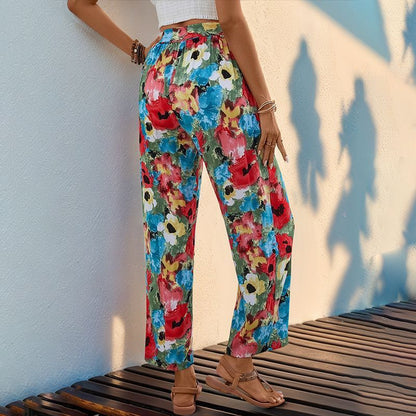 New Floral Print On Leg Leggings Capri Pants