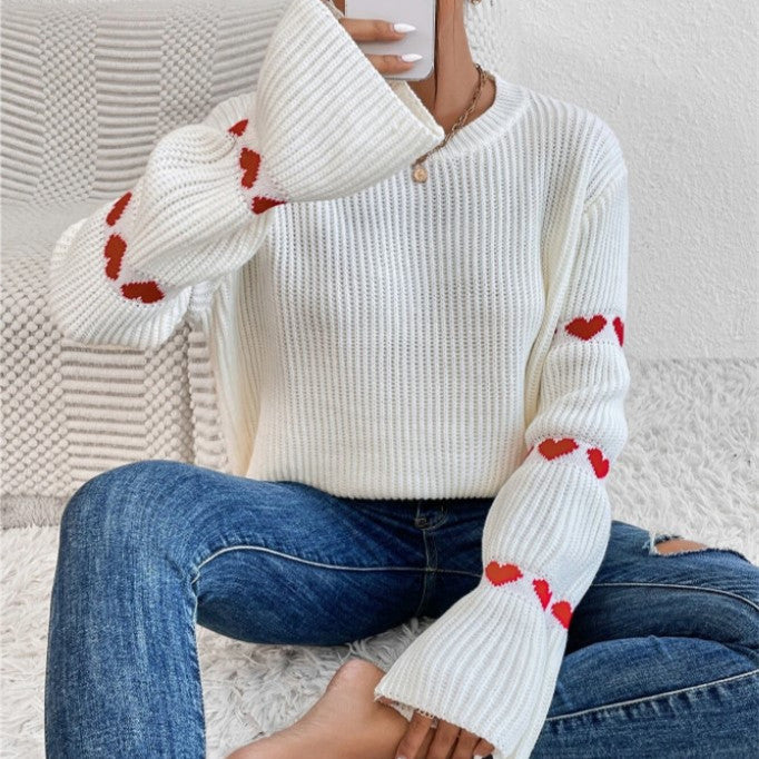 Cozy Heart Jacquard Pullover – Sweet & Stylish Comfort
