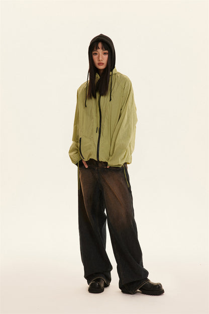 Stand Collar Sun Protection Trip Wear Style Thin Jacket