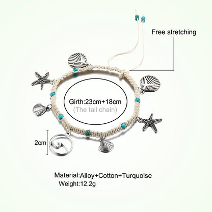 Starfish Beaded Adjustable Ankle Bracelets