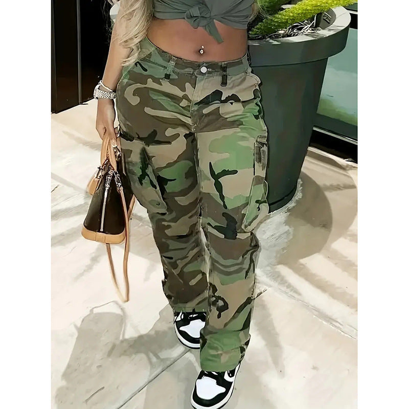 XS 8XL Plus Size Elastic Waist Women Camouflage Pants