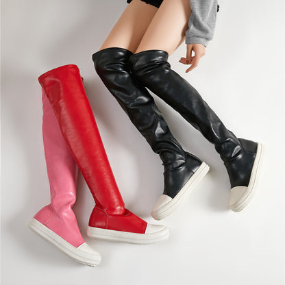 Waterproof Over-the-Knee Platform Boots for Women | PU Leather Winter Fashion Boots