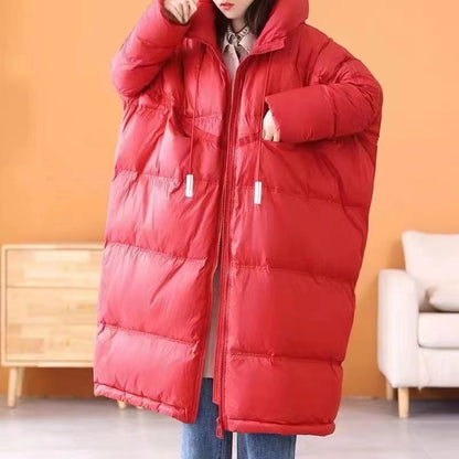 Fur Edge Hooded Warm Puffy Down Coat For Women