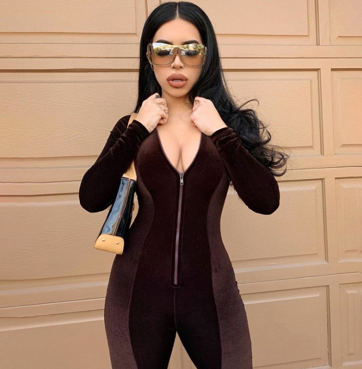 Autumn Black Skinny Streetwear Jumpsuits For Women