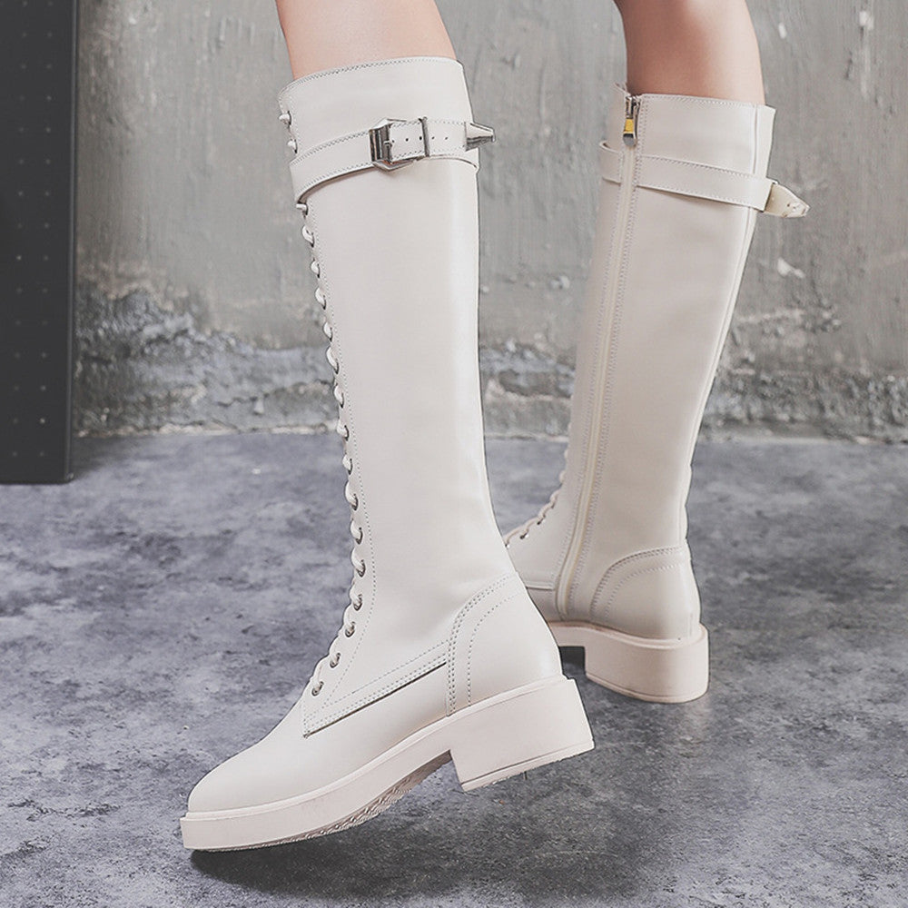 Elegant Flat Long Boots for Women | Plush Lined Winter Boots with 37.5cm Shaft