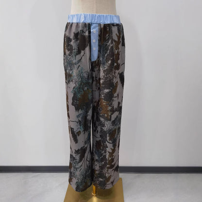 Loose Casual Camouflage Wide-Leg Trousers – Mid-Waist Streetwear Pants