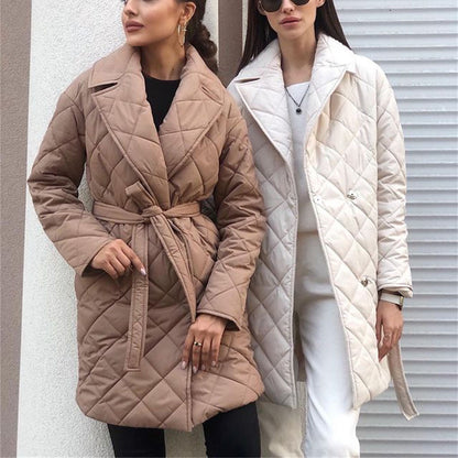 Elegant Mid-Length Cotton Puffer Jackets – Coats Outfits Women & Chic Autumn Winter Style