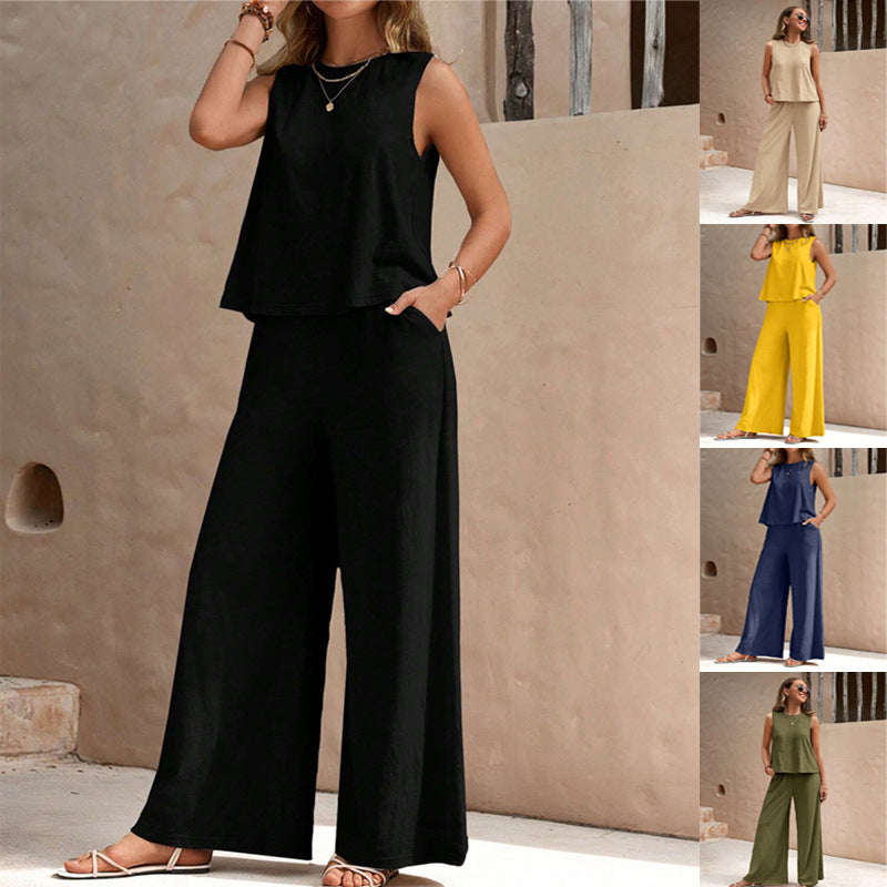 Loose-Fit Pants & Top Two-Piece Outfit Set | Elegant Summer Vibes Style 2025