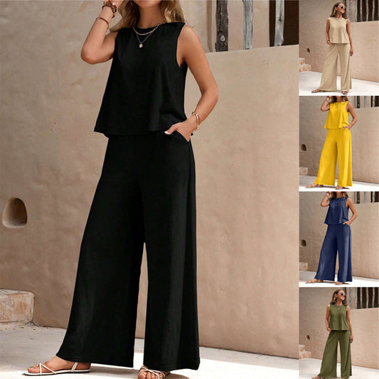 Loose-Fit Pants & Top Two-Piece Outfit Set | Elegant Summer Vibes Style 2025