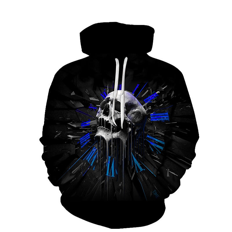 Alphabet Blast Skull Printed Casual Hoodies