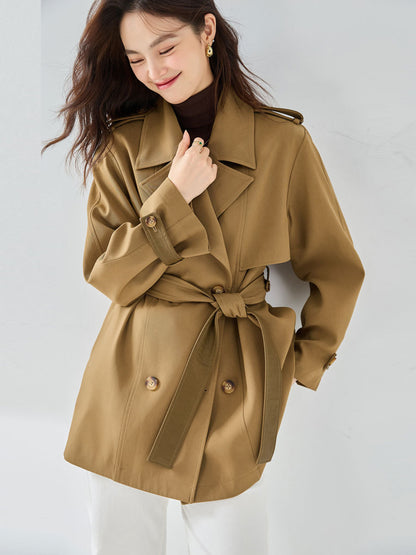 Khaki Short Trench Coat – Trench Coats Women Outfit Casual & Chic Everyday Outfits
