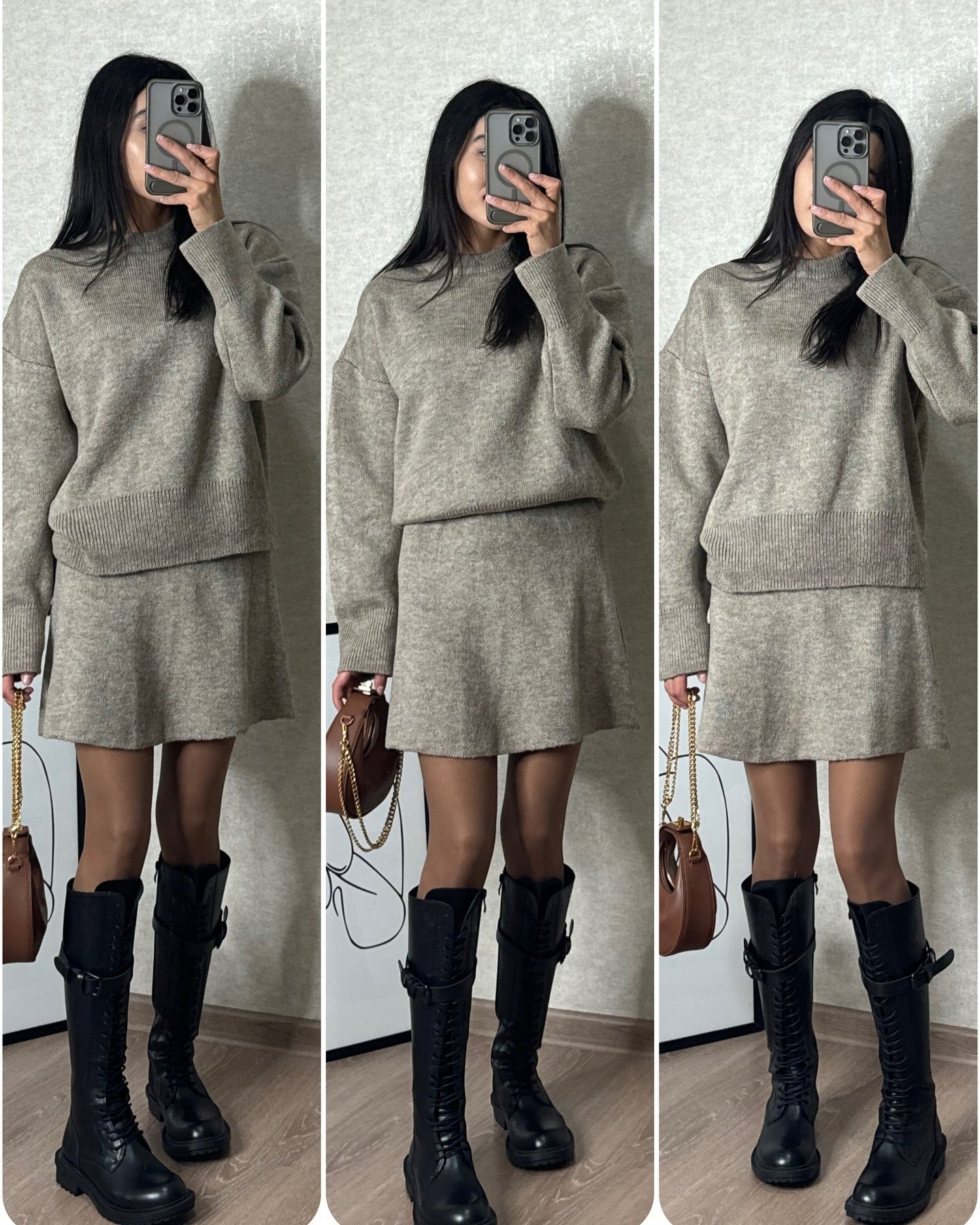 Korean-Inspired Two-Piece Sweater & Skirt Outfit Set | Casual Style 2025 Aesthetic
