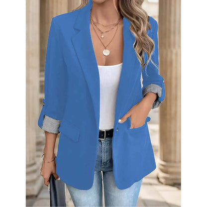 Striped V Neck Blazer Casual Office Fashion For 2024 Autumn With Pockets