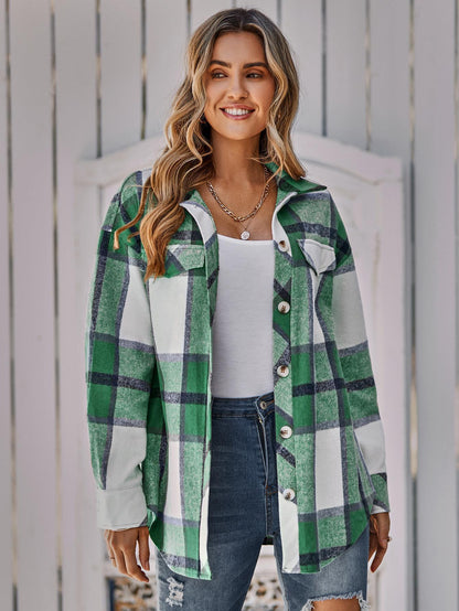 Women's Single-Breasted Plaid Coat – Coats Outfits Women & Casual Japanese Korean Style