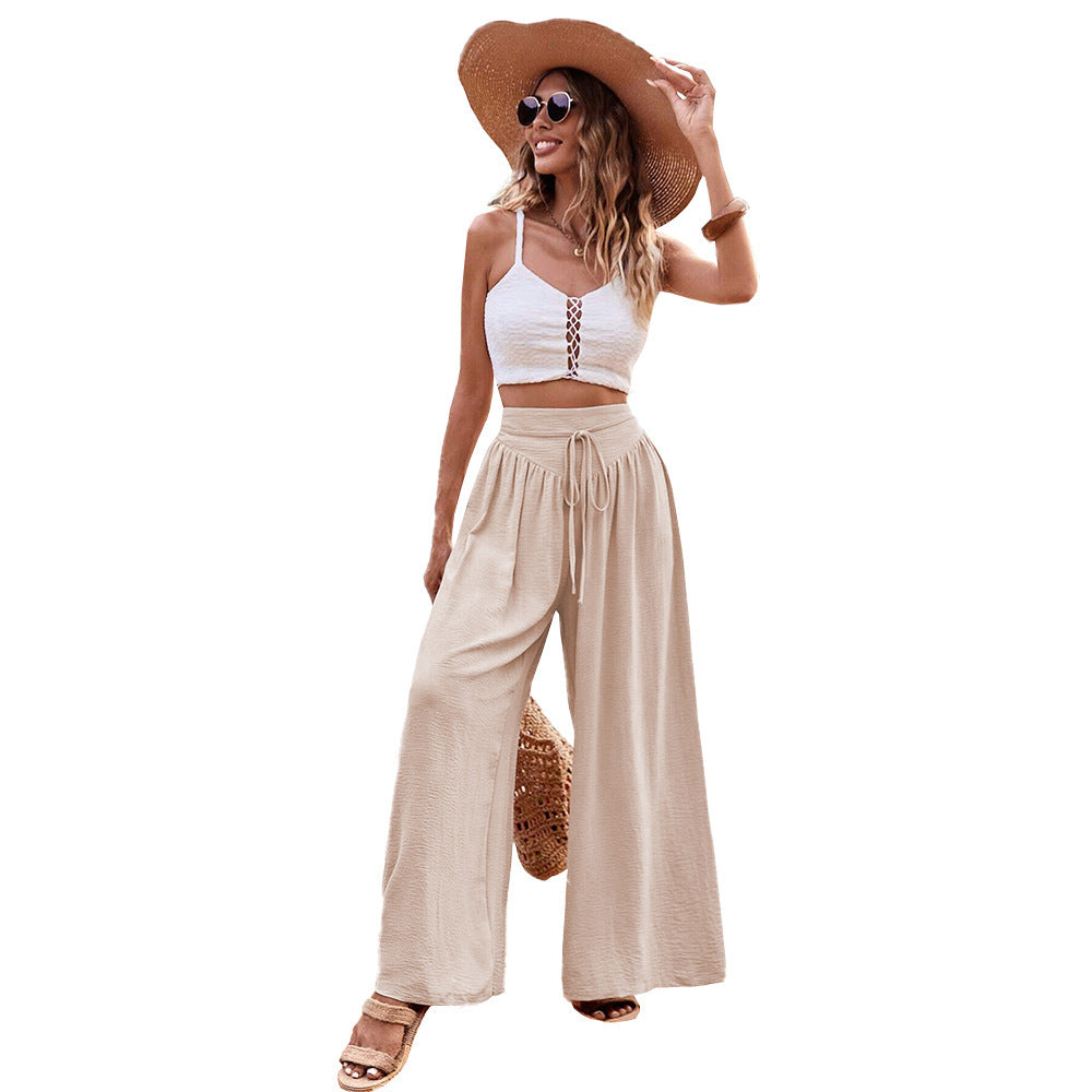 Formal Design Elegant Casual Wide Leg Pants And Vests For Women
