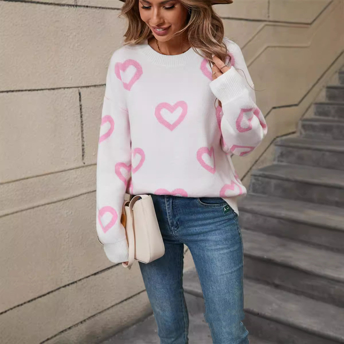 Valentine's Day Plus Size Street Style Pullover Sweater