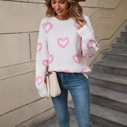 Valentine's Day Plus Size Street Style Pullover Sweater