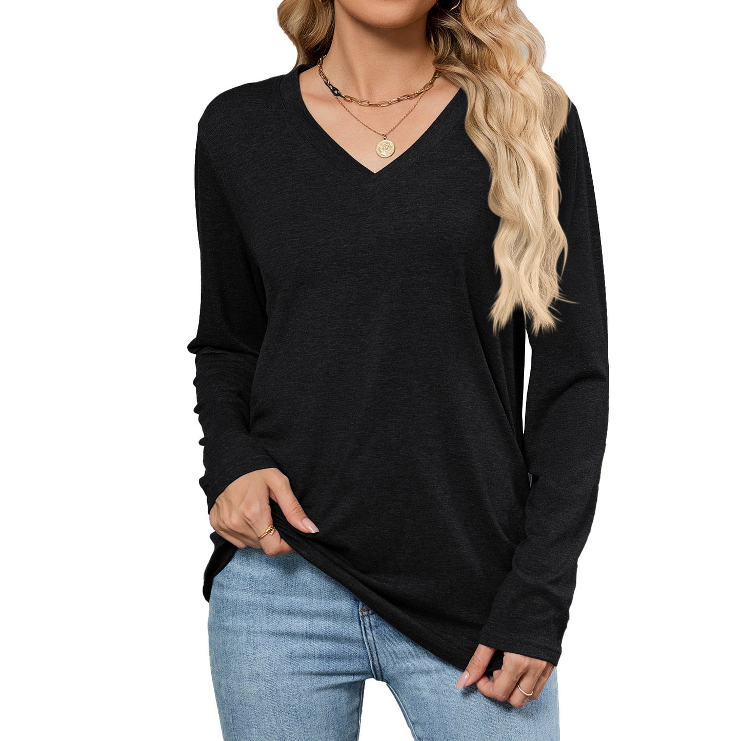 V-Neck Solid Pullover – Effortless Urban Elegance